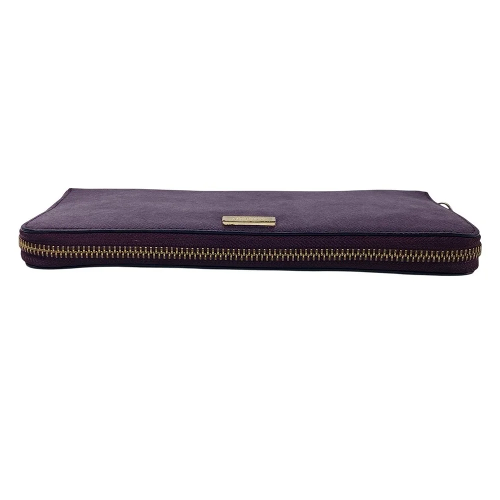 Kate Spade New York Laurel Way Talla Texture Deep Plum Leather Zip AroundWallet
